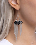 Fringe Feature - Black Earrings - Paparazzi Accessories