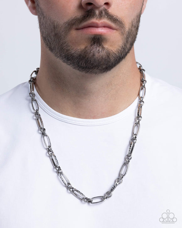 Trenchant Texture - Silver Mens Necklace - Paparazzi Accessories