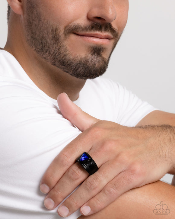 Trenchant Triangle - Blue Ring - Paparazzi Accessories