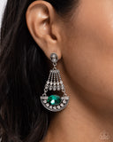 Complimentary Chandelier - Green Post Earrings - Paparazzi Accessories