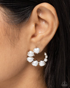 Castle Courting - White Post Earrings - Paparazzi Accessories