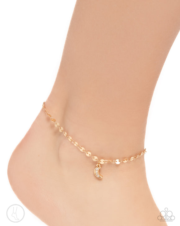 Crescent Chic - Gold Anklet - Paparazzi Accessories