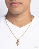 Wolf Warrior - Gold Mens Necklace - Paparazzi Accessories