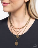 Hammered Halo - Brass Necklace - Paparazzi Accessories