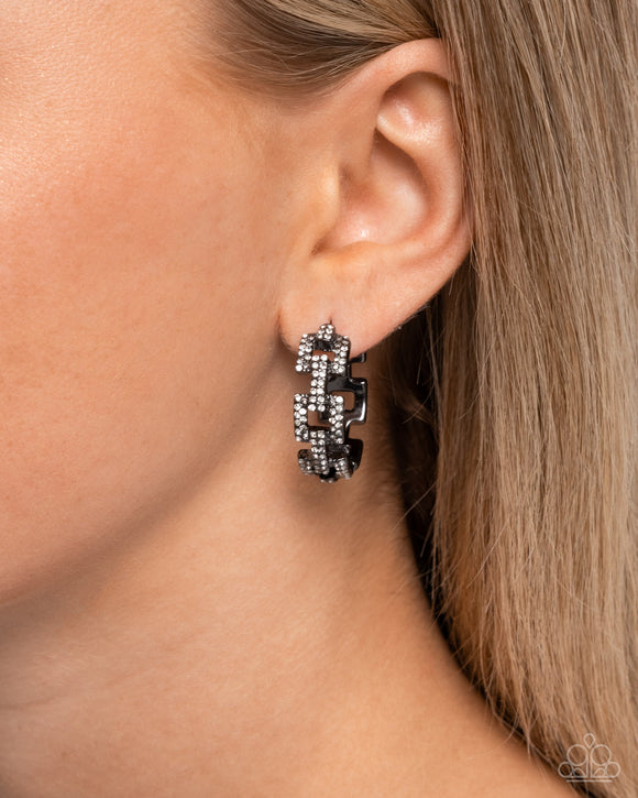 Geometric Glimpse - Black Earrings - Paparazzi Accessories