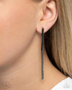 Trenchant Tease - Black Post Earrings - Paparazzi Accessories