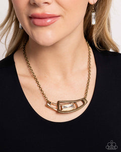 Interlocked Improv - Brass Necklace - Paparazzi Accessories