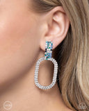 Guarded Glitz - Blue Clip-On Earrings - Paparazzi Accessories