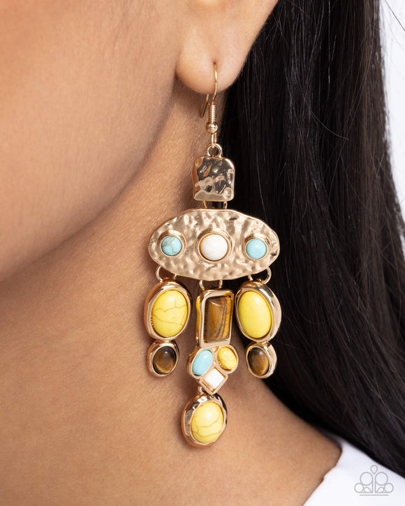 Inspired Interval - Yellow Earrings - Paparazzi Accessories