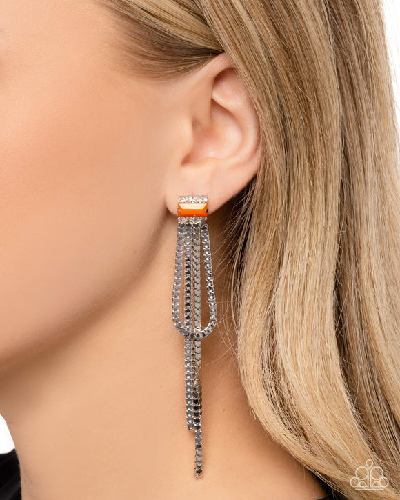 Classy Curves - Orange Post Earrings - Paparazzi Accessories