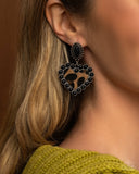 Whimsical Wrangler - Black Post Earrings - Paparazzi Accessories