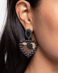 Whimsical Wrangler - Black Post Earrings - Paparazzi Accessories