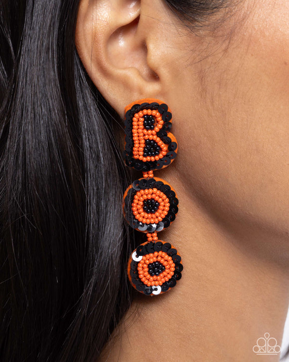 Halloween Bash - Orange Post Earrings - Paparazzi Accessories