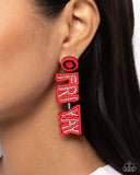 Its Friday! - Red Post Earrings - Paparazzi Accessories