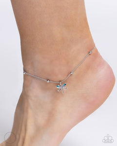 Dainty Dragonfly - Blue Anklet - Paparazzi Accessories