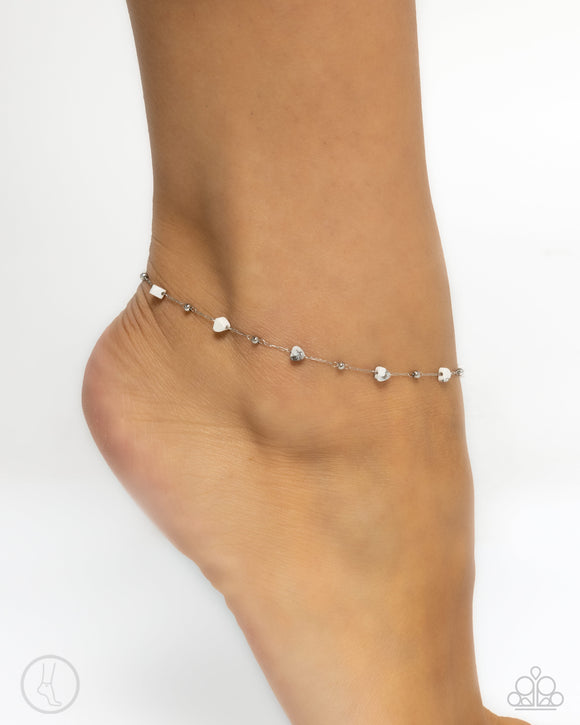 Dont Mention It - White Anklet - Paparazzi Accessories