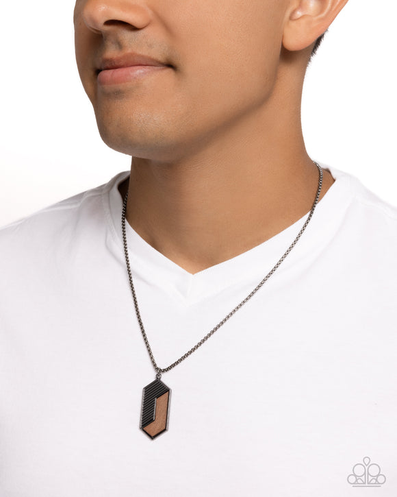 WOODWORK Study - Black Mens Necklace - Paparazzi Accessories