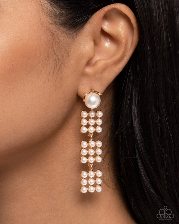 Pearl Pastime - Gold Post Earrings - Paparazzi Accessories