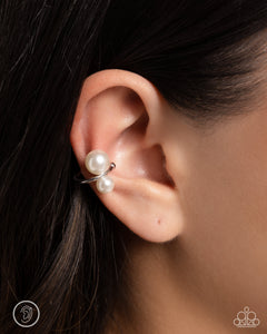 Elegant Emblem - White Post Earrings - Paparazzi Accessories