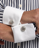 Glittery Gods - White Mens Cuff Links - Paparazzi Accessories