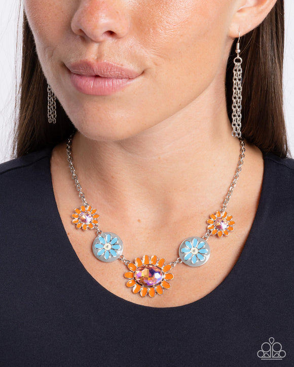 Floral Facade - Orange Necklace - Paparazzi Accessories