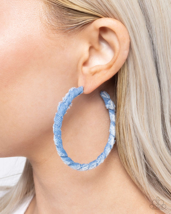 Denim Debut - Blue Earrings - Paparazzi Accessories