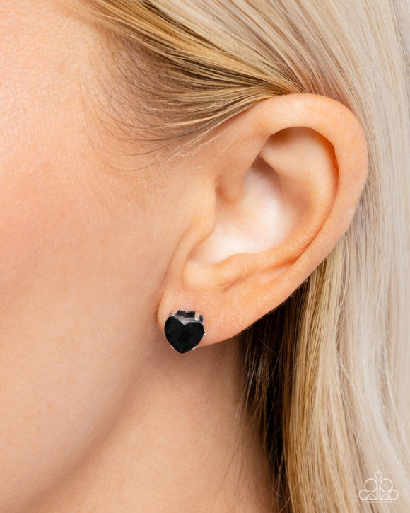 Sweetheart Stunner - Black Post Earrings - Paparazzi Accessories
