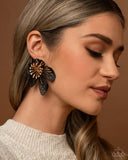 Wonderland Wallflower - Black Post Earrings - Paparazzi Accessories