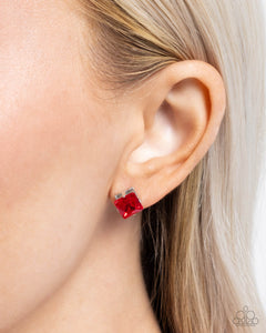 Squared Soprano - Red Post Earrings - Paparazzi Accessories