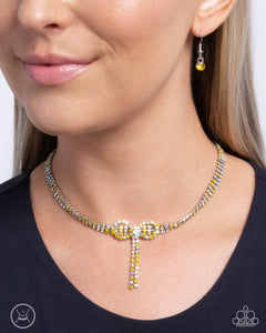 Buckingham Bow - Yellow Necklace - Paparazzi Accessories