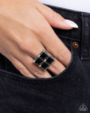 Window Whimsy - Black Ring - Paparazzi Accessories