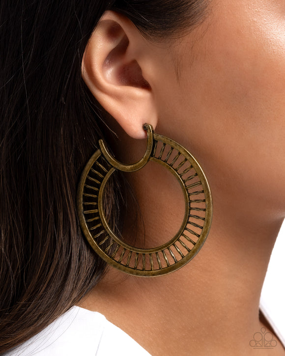 Set the Scene - Brass Earrings - Paparazzi Accessories