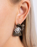 Sonata Shimmer - Brass Post Earrings - Paparazzi Accessories