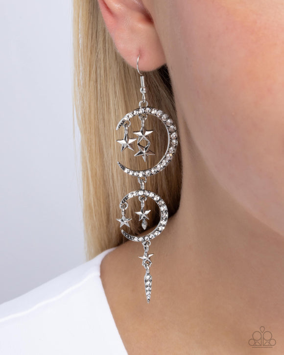 Celestial Cascade - White Earrings - Paparazzi Accessories