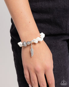 Earthy Earning - White Bracelet - Paparazzi Accessories