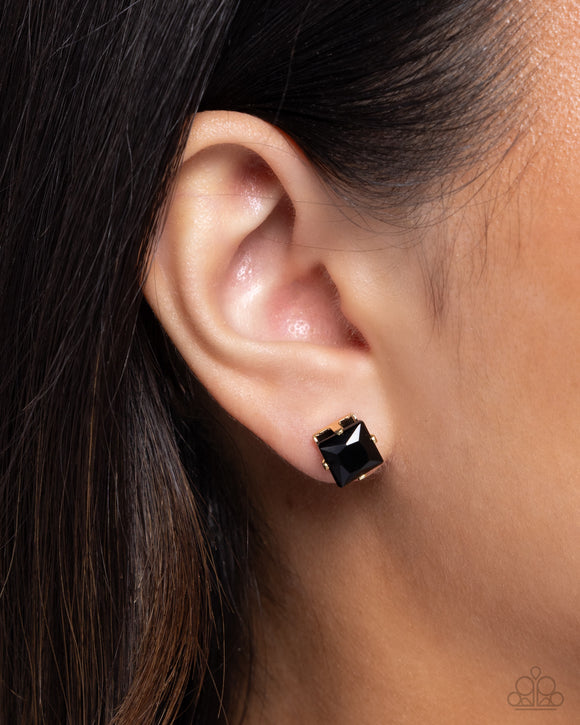 Squared Soprano - Black Post Earrings - Paparazzi Accessories