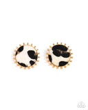 cowhide-couture-brown-post earrings-paparazzi-accessories