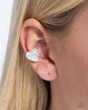 As Far As It GLOWS - White Cuff Earrings - Paparazzi Accessories