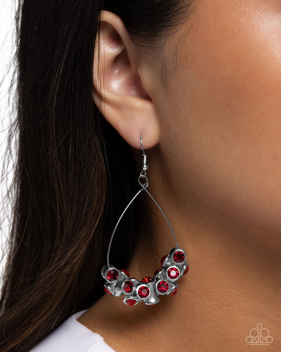 Courageous Chandelier - Red Earrings - Paparazzi Accessories