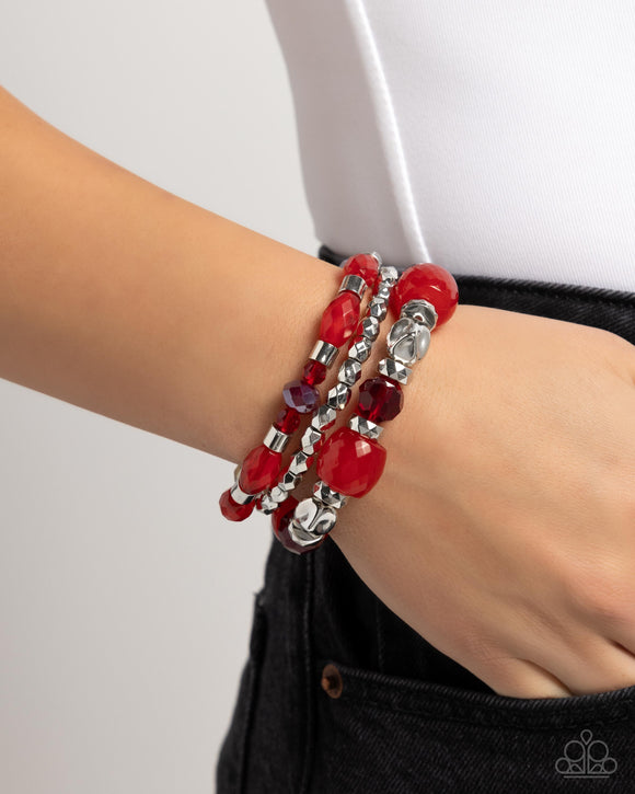 Defaced Dare - Red Bracelet - Paparazzi Accessories