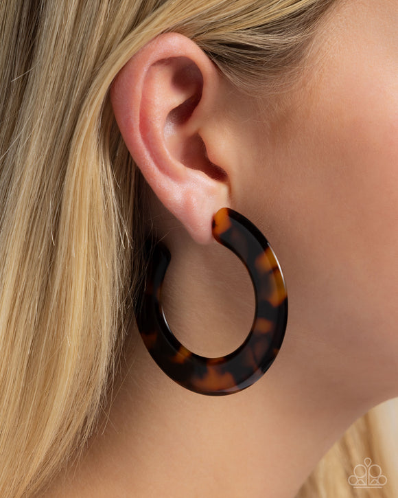 Spotted Scoop - Brown Earrings - Paparazzi Accessories