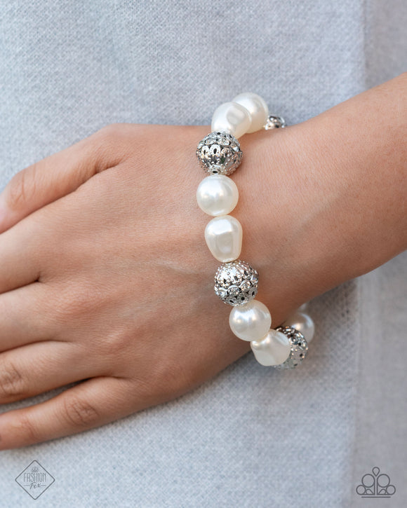 High-Class Headline - White Bracelet - Paparazzi Accessories