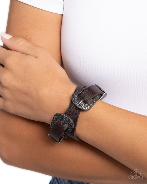 Buckle TOWN - Brown Bracelet - Paparazzi Accessories