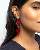 Feminine Freefall - Red Earrings - Paparazzi Accessories