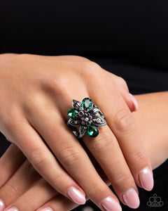 Carefree Corsage - Green Ring - Paparazzi Accessories