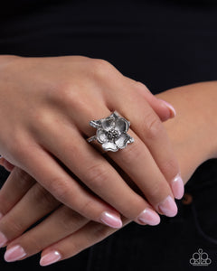 Floral Fact - Silver Ring - Paparazzi Accessories