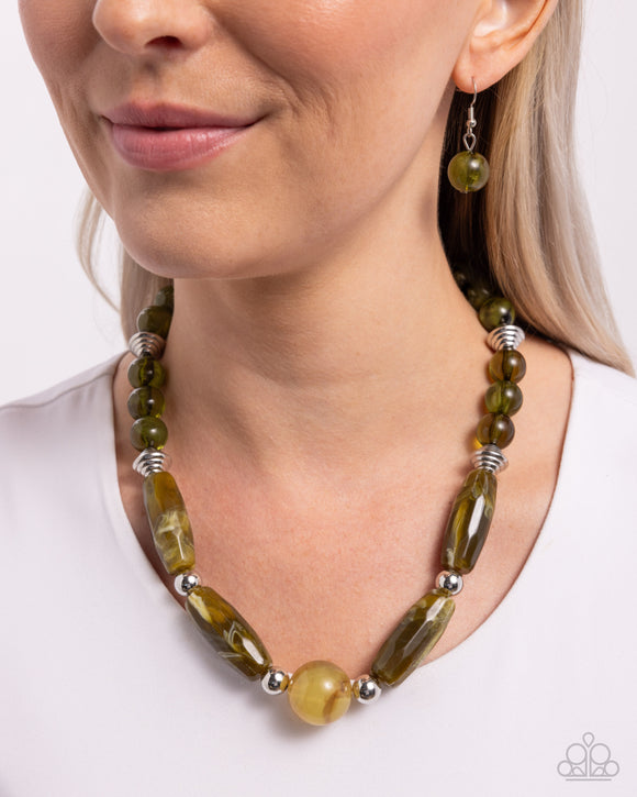 Sneaky Swirls - Green Necklace - Paparazzi Accessories