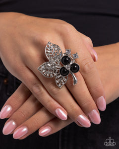 Luminescent Leaves - Black Ring - Paparazzi Accessories