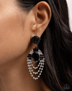 Rosy Rave - Black Post Earrings - Paparazzi Accessories