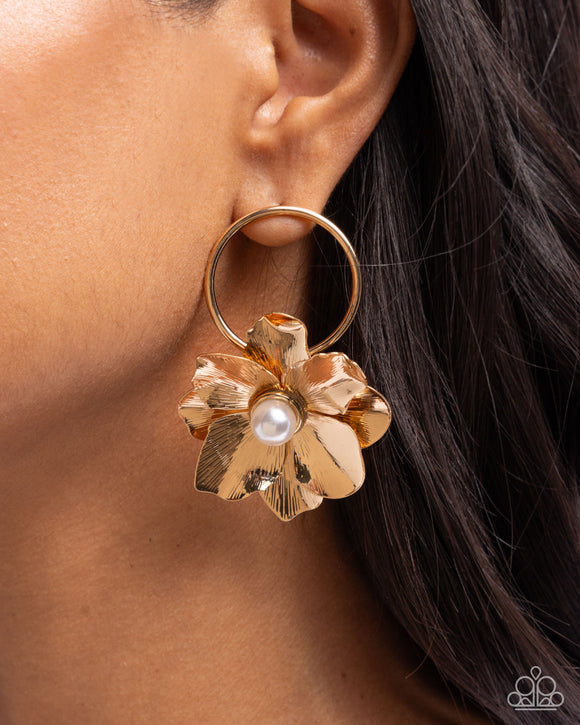 Backyard Bling - Gold Post Earrings - Paparazzi Accessories